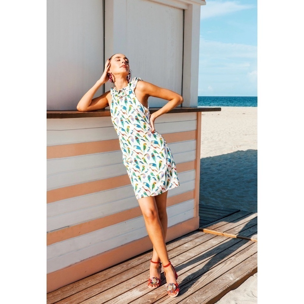 Anthropologie Parrot Shift Dress by Larke Size Small Cotton - Picture 3 of 10